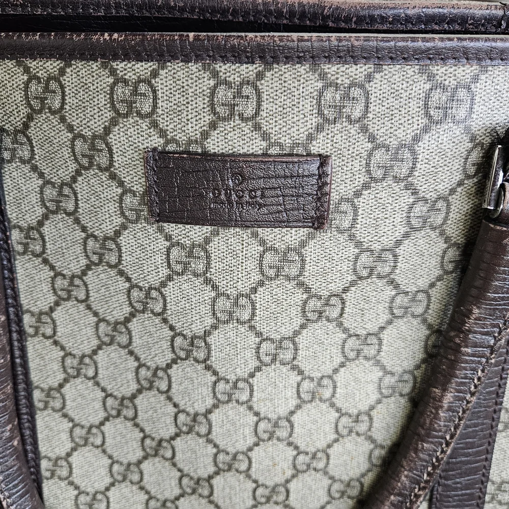 Gucci Beige/Brown Canvas Tote 15x9in - Picture 8 of 16